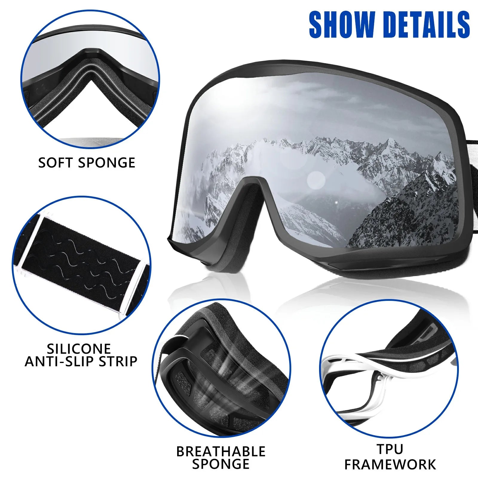 lunettes de Ski avec des ski colorés